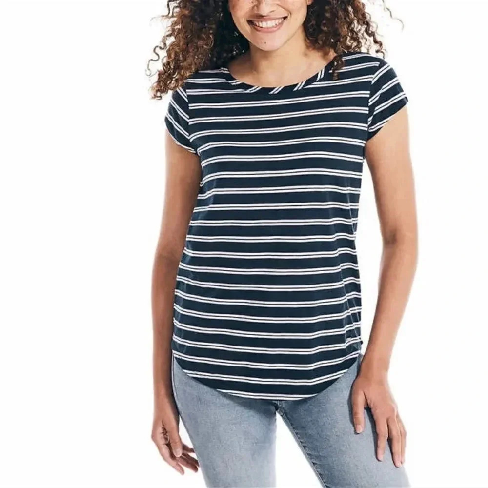 Nautica ladies slub tee size small blue - Picture 2 of 4